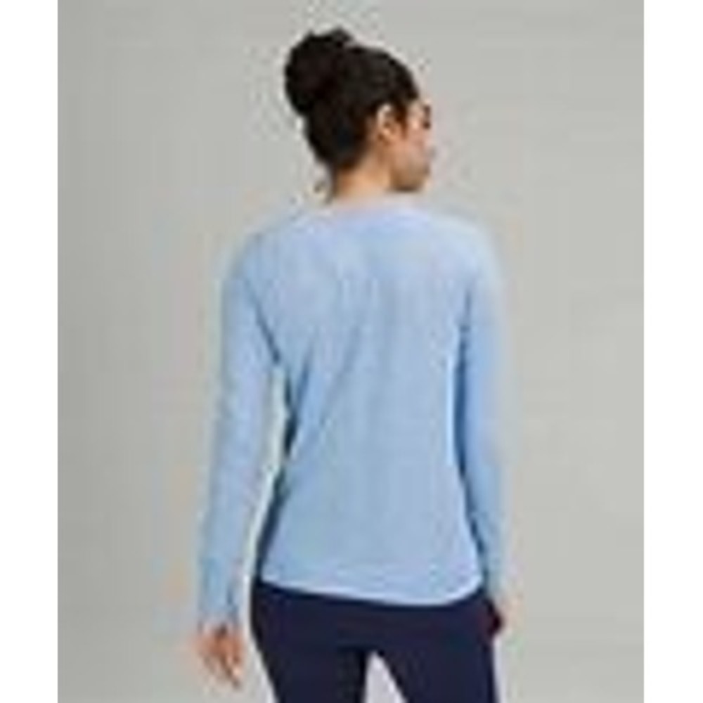 719-Lululemon Swiftly Relaxed Long Sleeve Shirt-Blue Nile / White - Picture 2 of 7